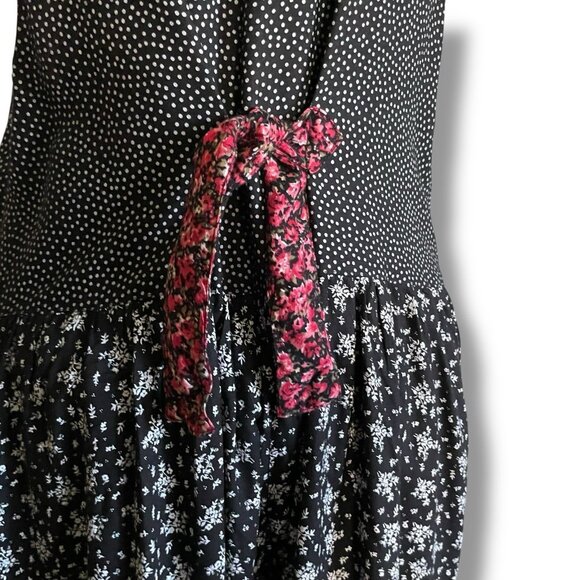 Vintage 90s Pellini Jumpsuit Sz Medium Black Floral Polka Dot Wide Leg Romper - Picture 9 of 10